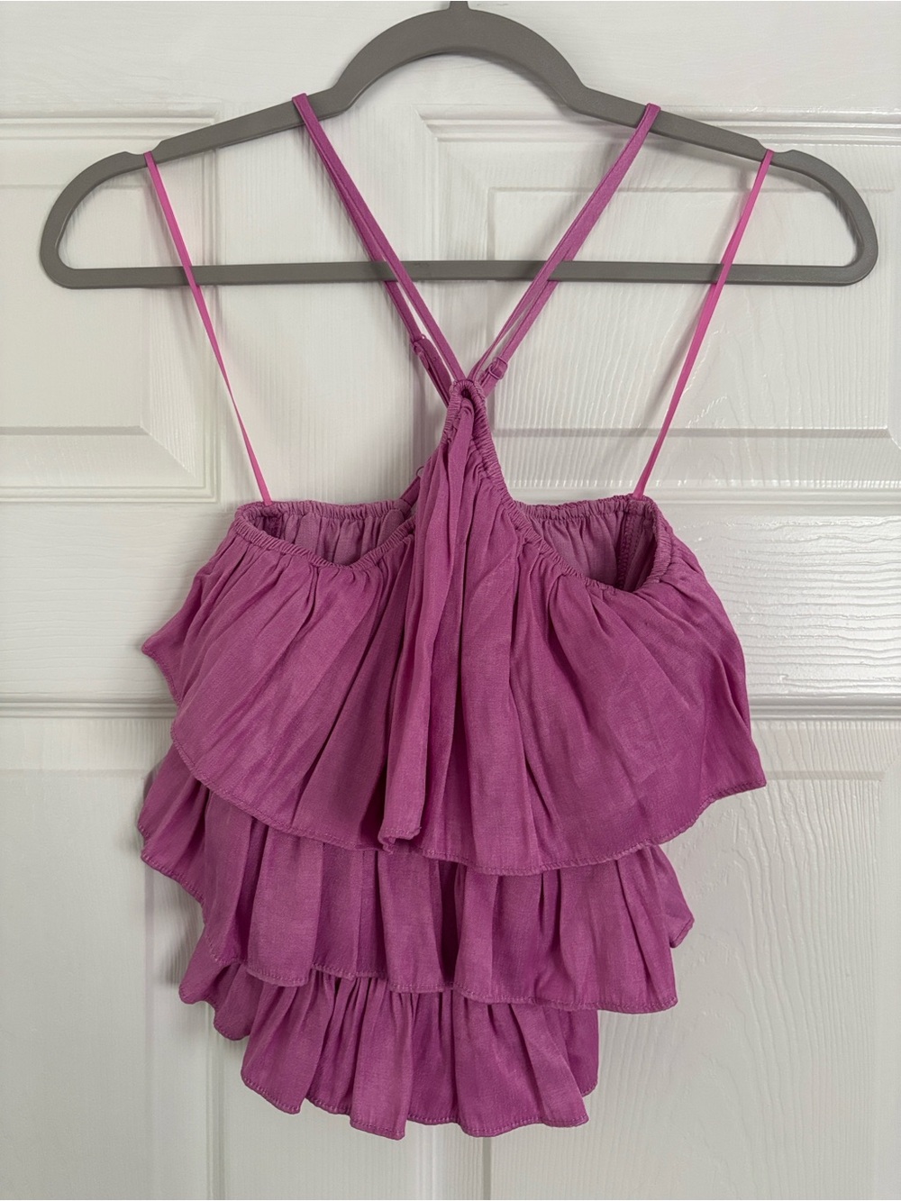 vestique Magenta Layered Ruffle One-Piece